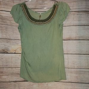 Cute green beaded neck shirt